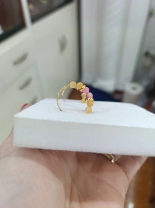 Pendientes aro bisutería azul y dorado