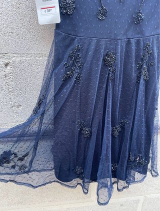 Vestido Azul Noche con Pedrería Zara
