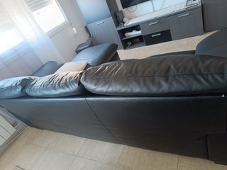 Sofá Chaise Longue Negro Piel