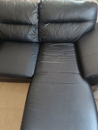 Sofá Chaise Longue Negro Piel