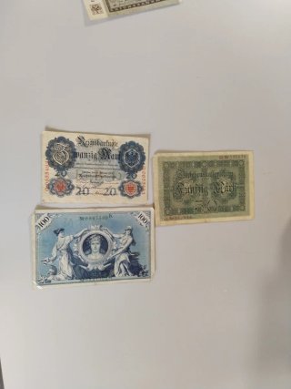 Billetes antiguos alemanes (100, 20, 5000)