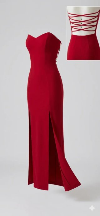 Vestido rojo fiesta largo con aberturas