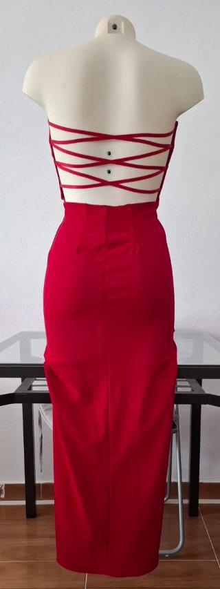 Vestido rojo fiesta largo con aberturas