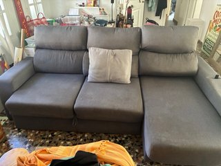 Sofá - cama chaiselongue gris tela