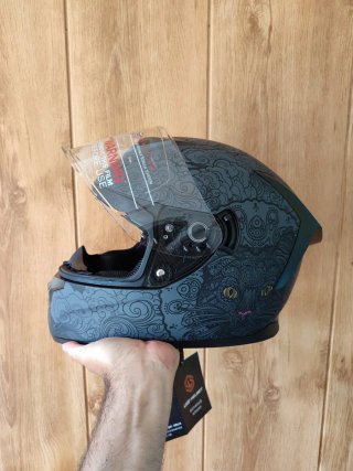 Casco Moto Integral Talla M Gato Gris
