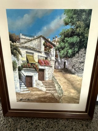 Pacchetto di 7 quadri paesaggistici di villaggi