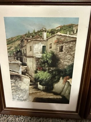 Pacchetto di 7 quadri paesaggistici di villaggi