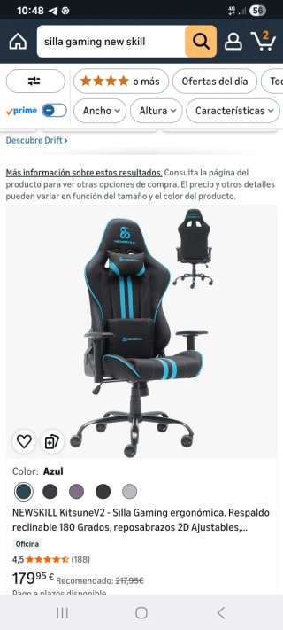 Silla Gaming Newskill Negra y Azul