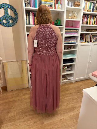 Vestido de fiesta lentejuelas rosa