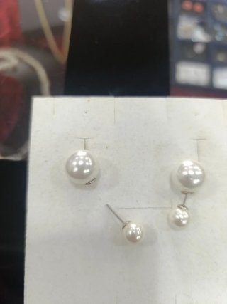 Pendientes Plata Ley Doble Perla