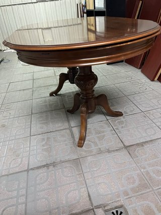 Mesa comedor madera + 6 sillas tapizadas