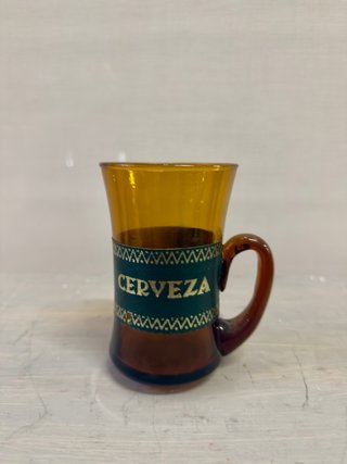 Jarra + 3 Vasos Cerveza Ámbar Cristal Vintage