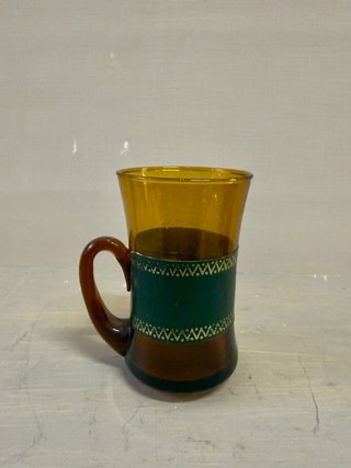 Jarra + 3 Vasos Cerveza Ámbar Cristal Vintage
