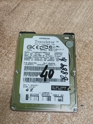 Disco Duro HITACHI 40GB IDE 2.5 CON INFORME