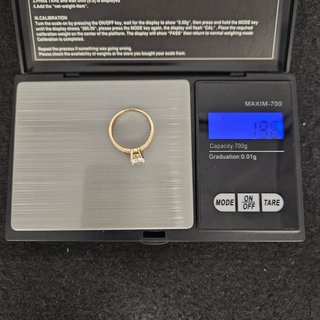 Anillo Oro 18K Solitario 1.96gr T-14