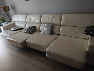 Sofá de Piel Blanco 4 Plazas