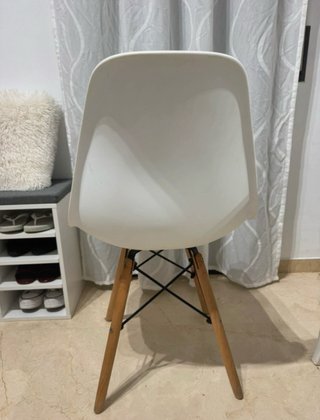 Silla Nórdica Moderna Blanca y Madera