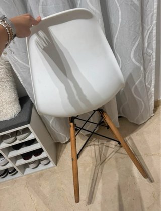 Silla Nórdica Moderna Blanca y Madera