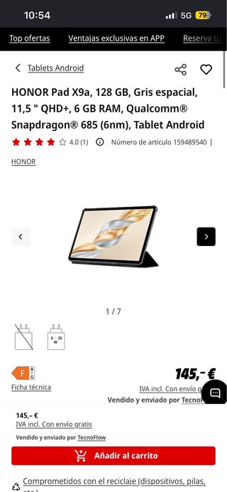 HONOR Pad X9a 128GB Gris espacial