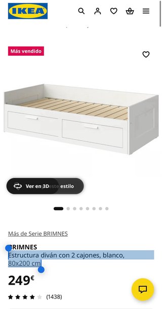 Diván blanco 80x200 cm con 2 cajones y 2 colchones
