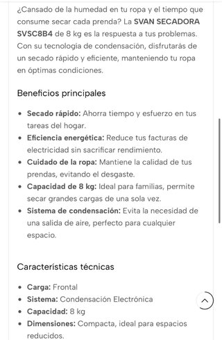 ¡¡¡URGENTE!!! Secadora Svan 8kg