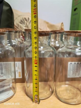 17 Botellas Cristal con Corcho 16cm de alto no env
