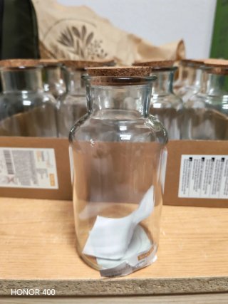 17 Botellas Cristal con Corcho 16cm de alto no env