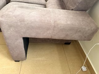 Sofá chaise longue tela marrón/gris