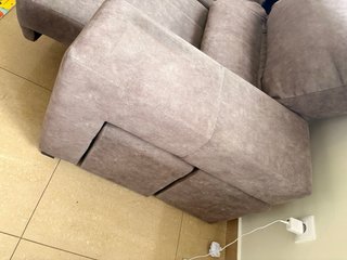 Sofá chaise longue tela marrón/gris