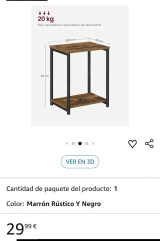 Mesa Auxiliar VASAGLE Madera y Metal