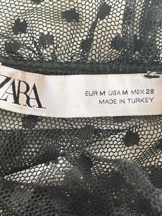 Blusa Zara Negra Transparente Talla M