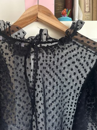 Blusa Zara Negra Transparente Talla M