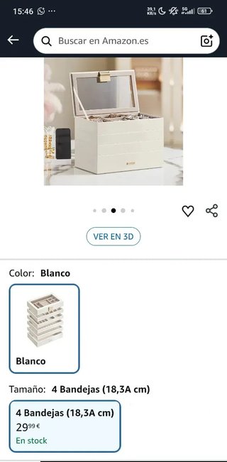 SONGMICS Caja Joyero con 4 Bandejas Apilables