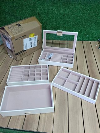 SONGMICS Caja Joyero con 4 Bandejas Apilables