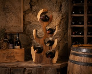 Botellero hecho en madera para 6 uds