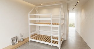 Litera Casita Premium Madera Maciza Blanca