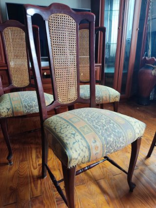 6 Sillas de Madera Rattan