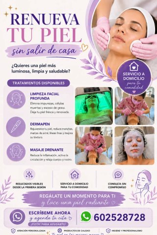 Limpieza facial profunda y Dermapen  a domicilio
