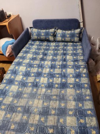 Sofá Cama Azul y Amarillo