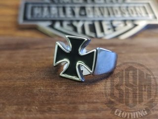 Anello Harley-Davidson Croce Nera Argento