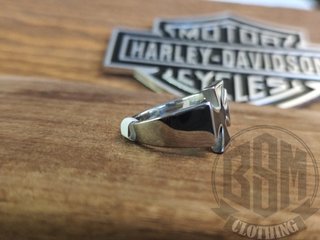 Anello Harley-Davidson Croce Nera Argento