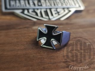 Anello Harley-Davidson Croce Nera Argento