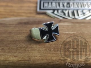 Anello Harley-Davidson Croce Nera Argento