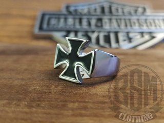 Anello Harley-Davidson Croce Nera Argento