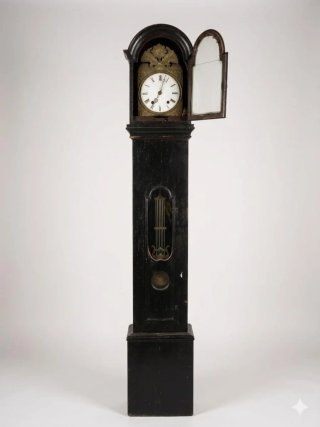 Reloj de pie antiguo negro y dorado