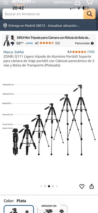 Trípode Zomei para cámara/teléfono