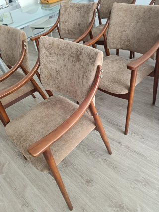 Sillas comedor madera y tela años 70