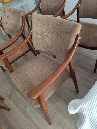 Sillas comedor madera y tela años 70