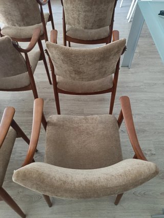 Sillas comedor madera y tela años 70