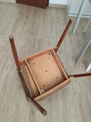 Sillas comedor madera y tela años 70